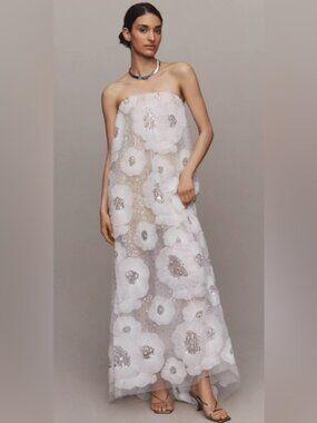 Helsi Margot Strapless Floral Sequin Maxi Dress